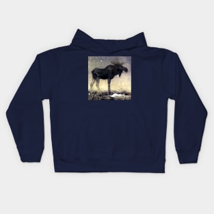 Leap the Elk and Little Princess Cottongrass - John Bauer Kids Hoodie